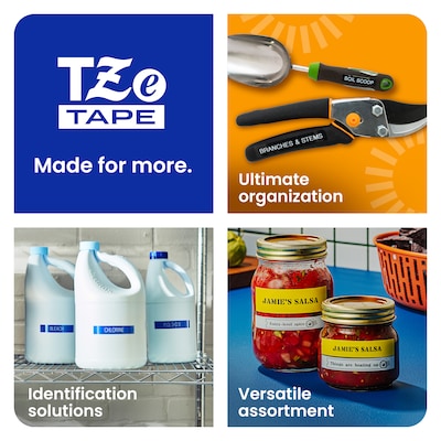 Brother P-touch TZe-231 Laminated Label Maker Tape, 1/2" x 26-2/10', Black on White, 4/Pack (TZe-2314PKB)