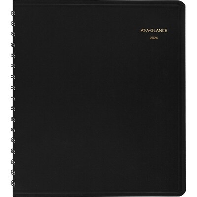 2026 AT-A-GLANCE 24-Hour 7" x 8.75" Daily Appointment Book Planner, Faux Leather Cover, Black (70-824-05-26)