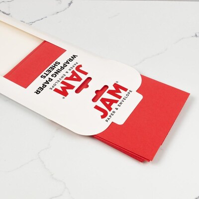 JAM Paper Wrapping Paper Sheets, 25' x 20", Red, 6/Pack(2770135262RE)