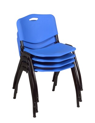 Regency 48" Round Table Cherry & Kobe Base with 4-M Stacker Chairs, Blue (TKB48RNDCH47BE)