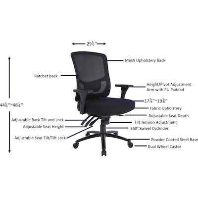 Lorell Big & Tall Mesh Back Office Chair, 350 lb. Capacity, Black (LLR40210)