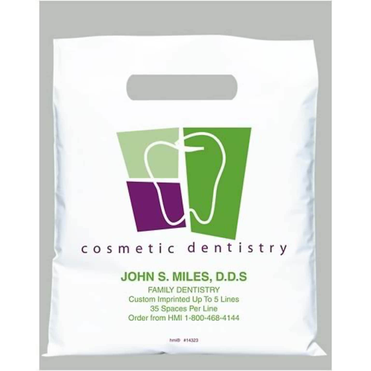 Medical Arts Press® Dental Personalized Small 2-Color Supply Bags; 7-1/2x9; Cosmetic Dentistry, 100 Bags, (14323)