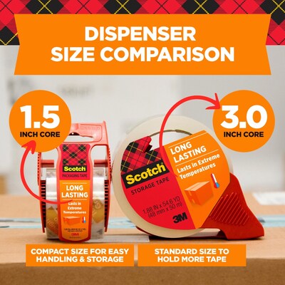 Scotch Moving & Storage Packing Tape with Dispenser, 1.88" x 38.2 yds., Clear, 4/Pack (3650S-4RD)