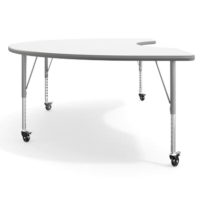 Flash Furniture Wren Kidney Activity Table, 96" x 48", Height Adjustable, White Top/Silver Frame (XUA4896KDWHTPC)