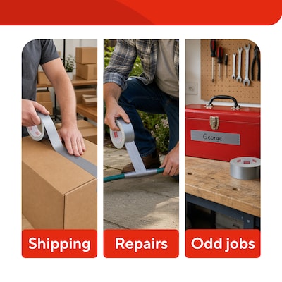 Staples General Purpose Duct Tape, 2” x 60 Yards, Silver, Multi-Use Strong Adhesive Tape