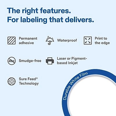 Avery Laser/Inkjet Multipurpose Labels, 5-7/8 x 4, White, 75 Labels/Pack (19479370769)