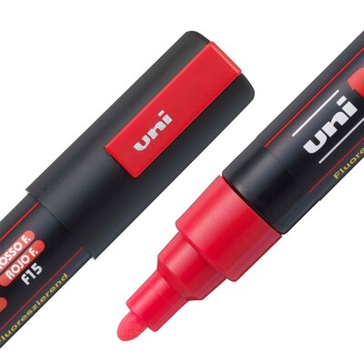 POSCA PC-5M Water Based Paint Marker, Medium Bullet Tip, Fluorescent Red, 3/Pack (UBCPC5MFRED-3)