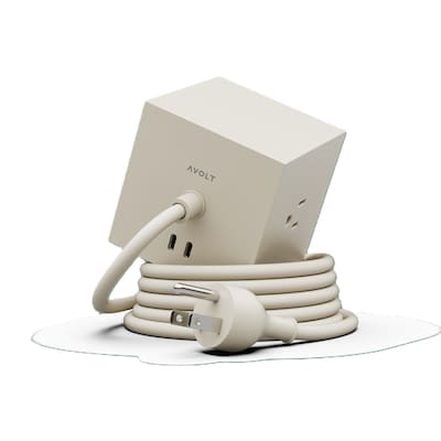 AVOLT Square 1 5.9 3-Outlet Power Extender with USB-C, Nomad Sand (SQ1-NABC30-18BE)