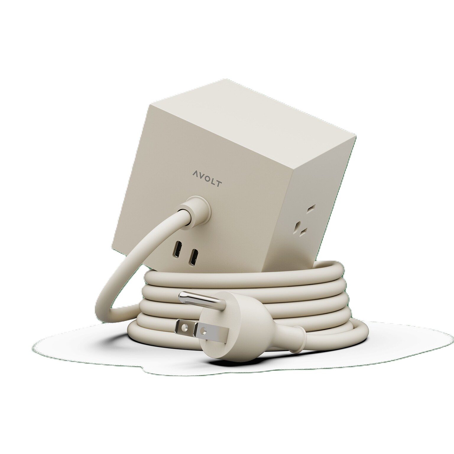 AVOLT Square 1 5.9 3-Outlet Power Extender with USB-C, Nomad Sand (SQ1-NABC30-18BE)