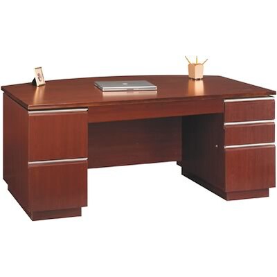 Bush® Milano 2 Collection; Harvest Cherry, 72 Bow Front Double Pedestal Desk, Ready to Assemble