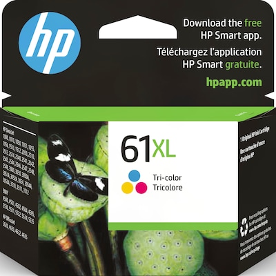 HP 61 Tri-Color High Yield Ink Cartridge, Prints Up to 300 Pages (CH564WN#140)