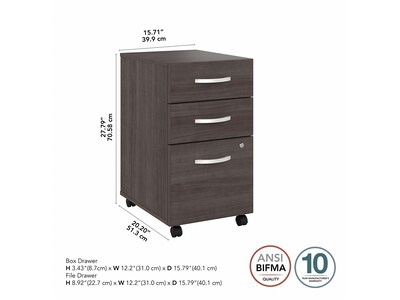 Bush Business Furniture Hybrid 3-Drawer Mobile Vertical File Cabinet, Letter/Legal Size, Lockable, Storm Gray (HYF216SGSU-Z)