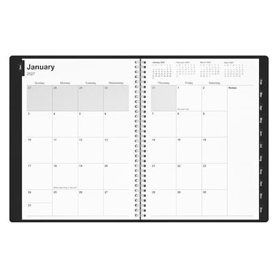 2027 Staples 8" x 11" Weekly & Monthly Planner, Faux Leather Cover, Black (ST21494-27)
