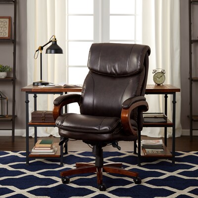 La-Z-Boy Trafford Faux Leather Executive Big & Tall Chair, 400 lb. Capacity, Vino Brown (45782OSS)