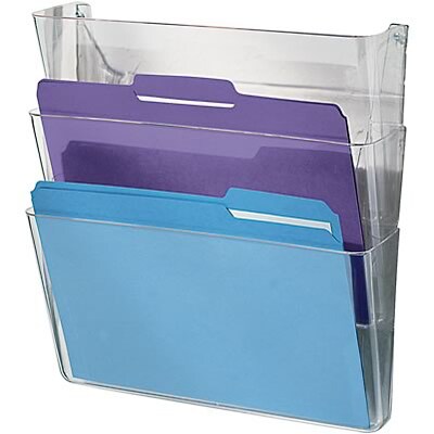 Quill Brand® 3-Pocket Plastic Letter Size  Wall Pockets, Clear (736904)
