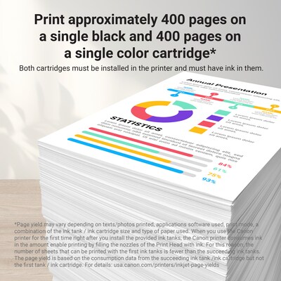 Canon PG-295XL/CL-286XL Black/Tri-Color High Yield Ink Cartridge and Paper Bundle, 2/Pack (7164C005)