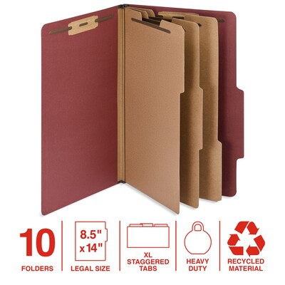 Staples 60% Recycled Heavy Duty Pressboard Classification Folder, 3-Dividers, 3 Expansion, Legal Si