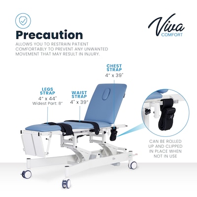 Viva Comfort Electric Height Adjustable Physical Therapy Tilt Table with Straps, 485 lbs. Capacity, Blue (ADI903-05-MK)