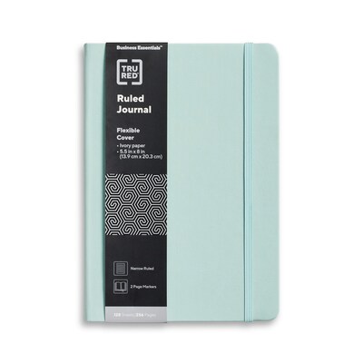 TRU RED™ 5.5” x 8” Medium Flexible Cover Narrow Ruled Journal, Sage (TR61955)