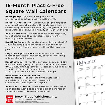 2026 BrownTrout The Majesty of Trees 12" x 12" Monthly Wall Calendar (9798330704491)