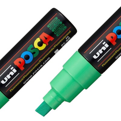 POSCA PC-8K Water Based Paint Marker, Broad Chisel Tip, Fluorescent Green, 2/Pack (UBCPC8KFGREEN-2)