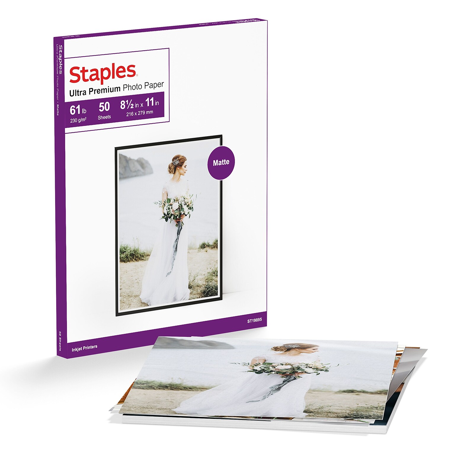 Staples Ultra Premium Matte Photo Paper, 230 g/m², 8.5W x 11L, 50/Pack (19895-CC)