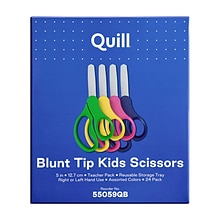 Quill Brand® Teacher Pack 5 Kids Blunt Tip Stainless Steel Scissors, Straight Handle, Right and Lef