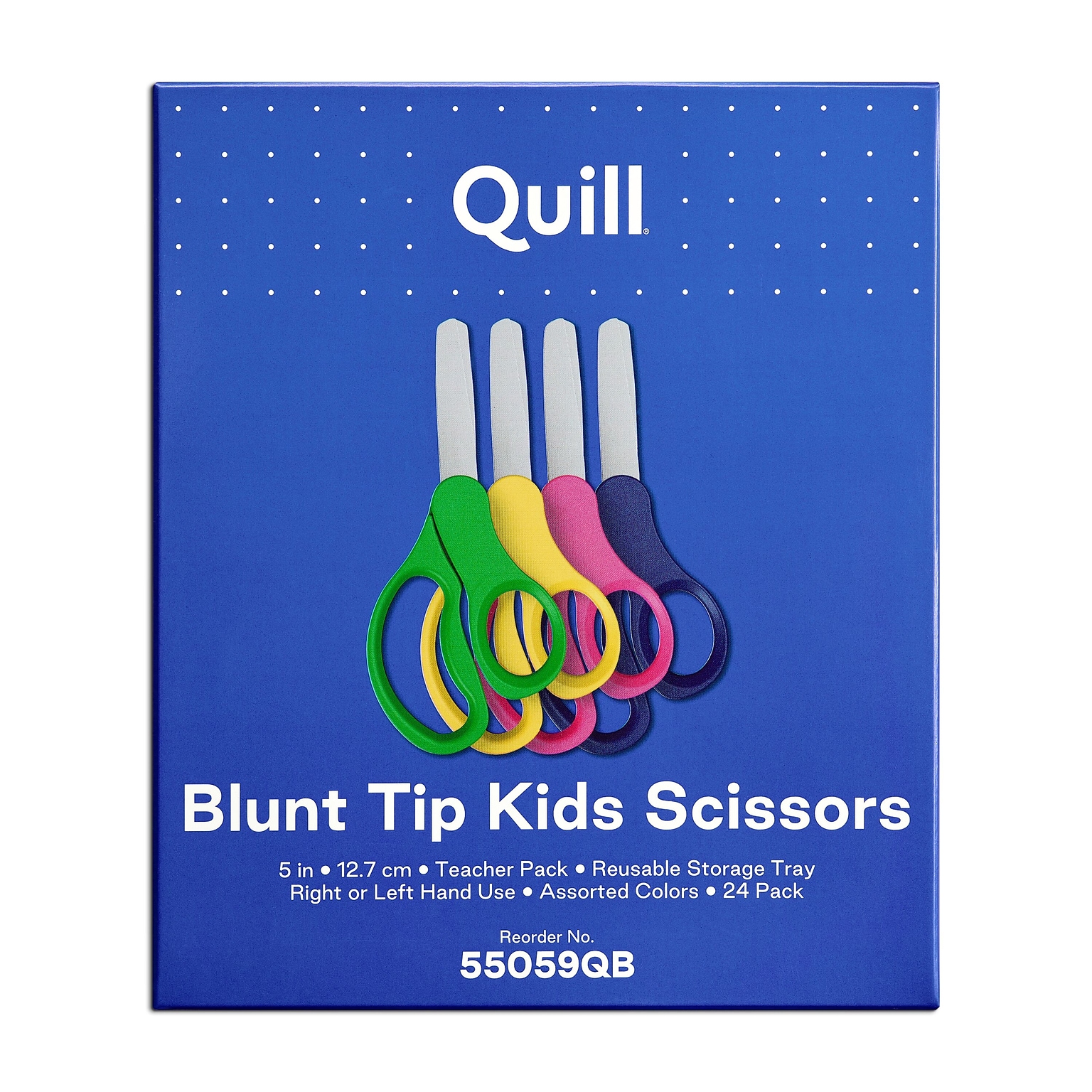 Quill Brand® Teacher Pack 5 Kids Blunt Tip Stainless Steel Scissors, Straight Handle, Right and Left Handed, 24/Pack (55059QB)