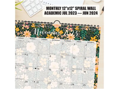 2023-2024 Willow Creek Garden Blooms 12" x 12" Academic Monthly Wall Calendar (37218)