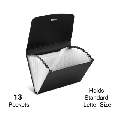 TRU RED™ Plastic Accordion File, 13-Pocket, Letter Size, Black (TR51807)