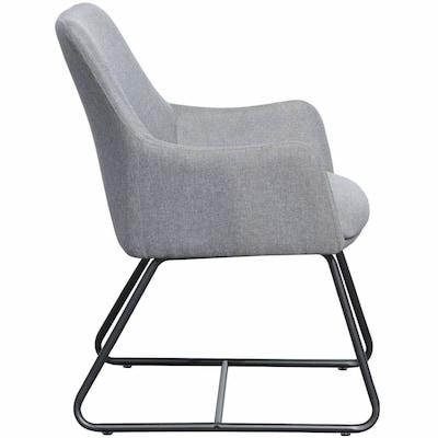 Lorell Mid-Century Modern Flannel Guest Chair with Steel Sled Base, Gray (LLR68562)