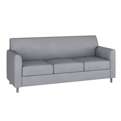 Flash Furniture Hercules Diplomat LeatherSoft Sofa, Gray/Chrome Legs (BT8273GYCHR)