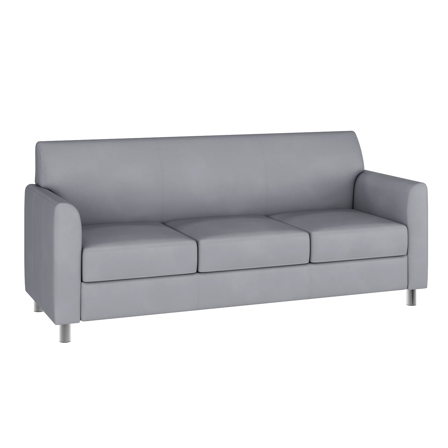 Flash Furniture Hercules Diplomat LeatherSoft Sofa, Gray/Chrome Legs (BT8273GYCHR)