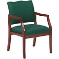 Lesro Franklin Series Reception Room Furniture in Cherry Finish; Guest Chair w/Arms, Green