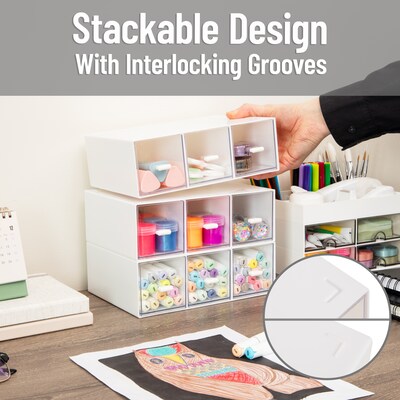 Mind Reader 9-Compartment Plastic Desk Organizer, White (BOX9-WHT)