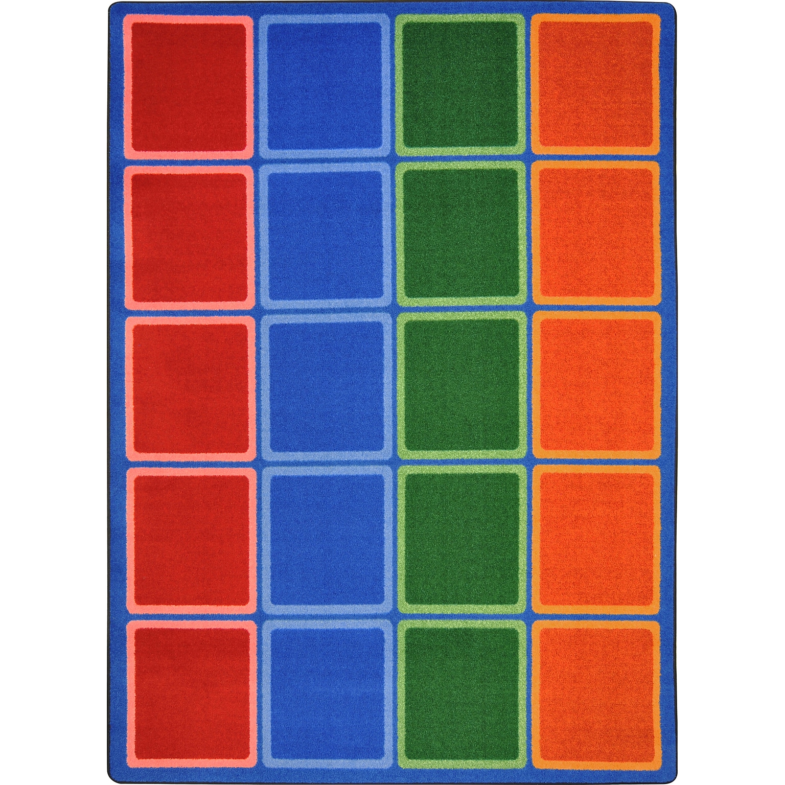Joy Carpets Blocks Abound Nylon 54 x 78 Machine Tufted Rug, Primary (1709C-01)