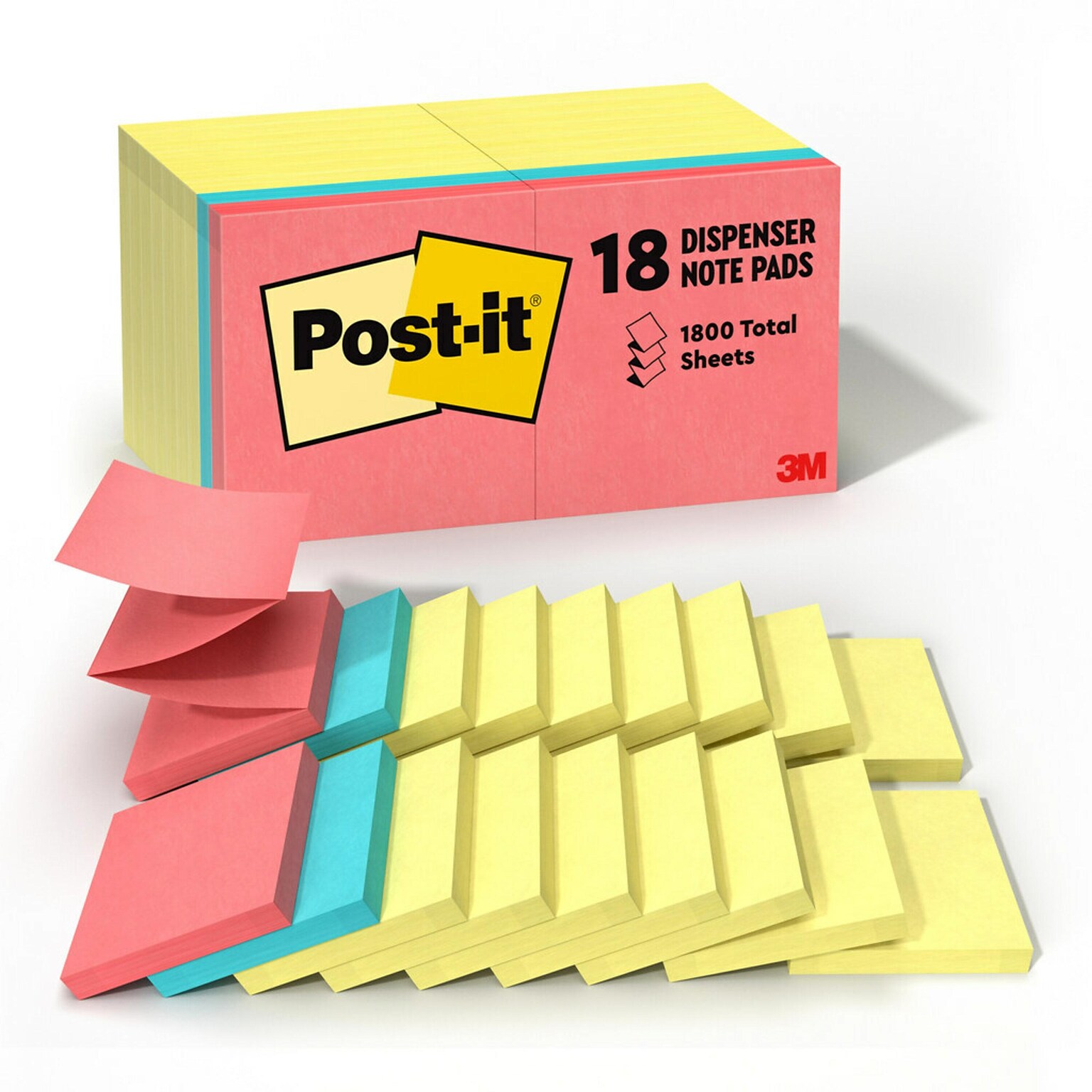 Post-it Pop-up Notes, 3 x 3, Poptimistic Collection, 100 Sheet/Pad, 18 Pads/Pack (R330144B)