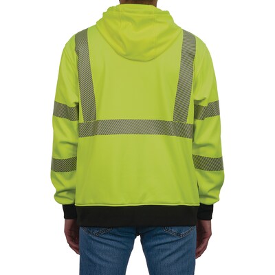 Ergodyne GloWear 8318BK High Visibility Long Sleeve Black Bottom Hooded Zip-Up Sweatshirt, ANSI Type R Class 3, Lime, 4XL