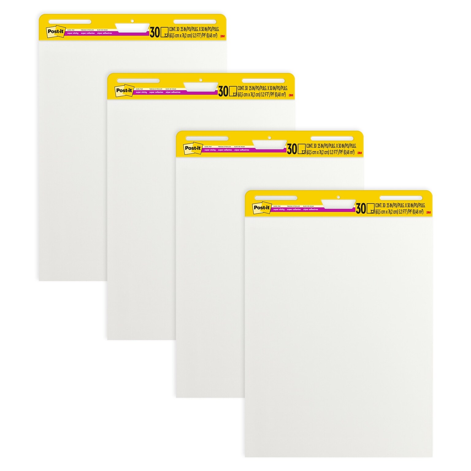 Post-it Super Sticky Easel Pad, 25 x 30, 30 Sheets/Pad, 4 Pads/Pack (559-VAD-4PK)