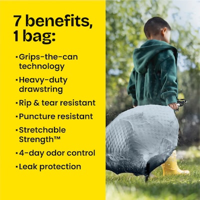 Glad ForceFlex Tall 13 Gallon Drawstring Kitchen Trash Bag, Fresh Clean with Febreze Freshness, White, 80 Total Bags (78534)