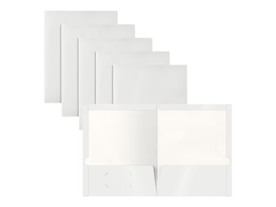 Better Office Glossy 2-Pocket Portfolio Folder, White, 25/Pack (80189-25PK)