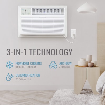 Keystone 115-Volt 8000 BTU Wall Air Conditioner with Remote, White (KSTAT08-1E)