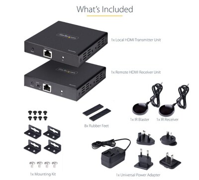 Startech 4K HDMI Extender Over CAT5/CAT6 Cable, 4K 60Hz HDR Video Extender (4K70IC-EXTEND-HDMI)