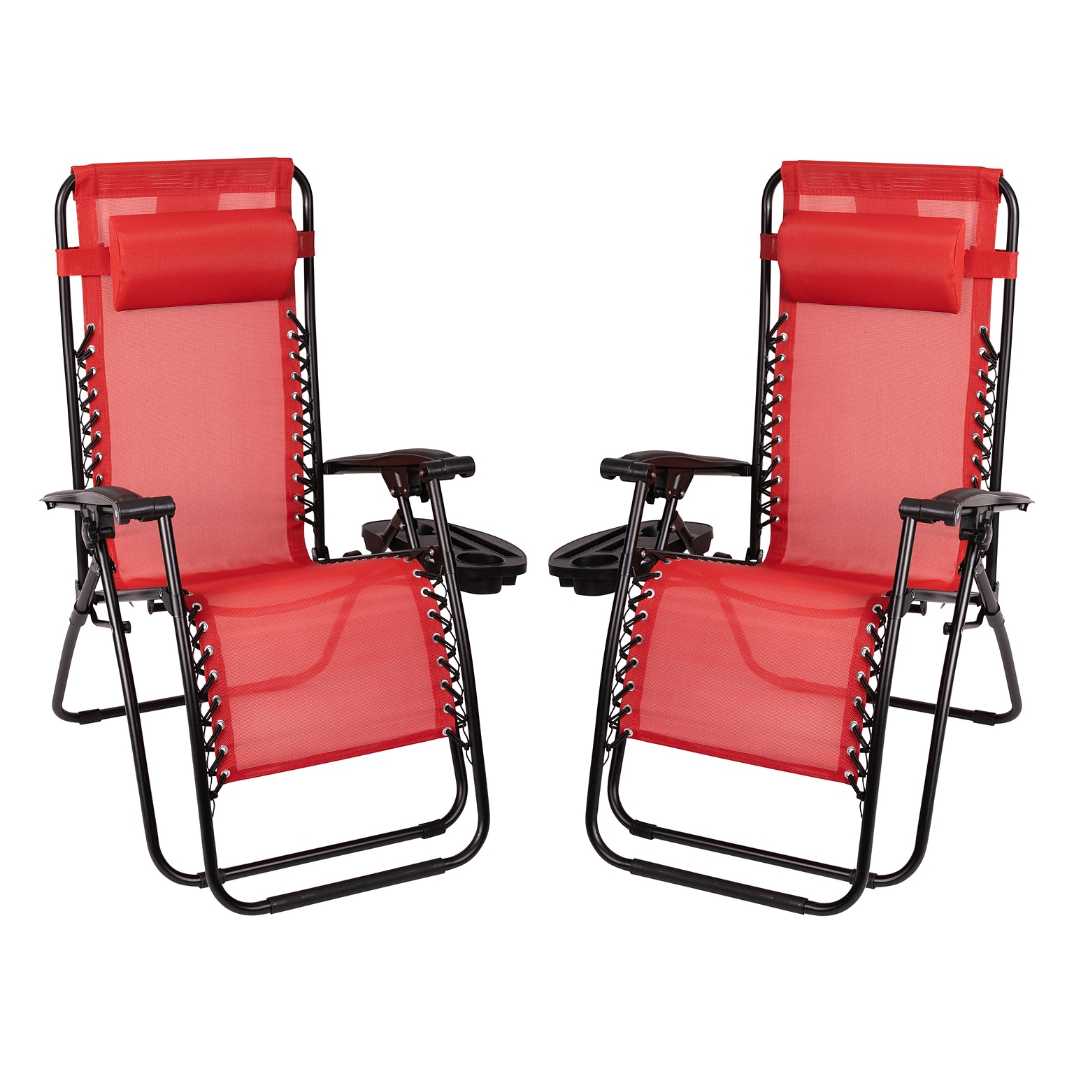 Flash Furniture Celestial Folding Reclining Lounge Chair, Red, 2 Pack (2GM103122SSRD)