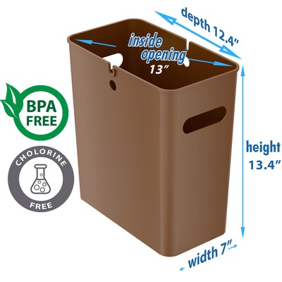 iTouchless SlimGiant Polypropylene Trash Can with no Lid, Toffee Brown, 4.2 gal., 2/Pack (SG105Nx2)