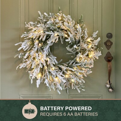 Fraser Hill Farm 24” Real Feel Pre-Lit Artificial Wreath (FFRF024W-5MSN)
