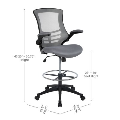 Flash Furniture Mesh Ergonomic Drafting Chair with Adjustable Foot Ring and Lumbar Support, Dark Gray (BLX5MDDKGY)