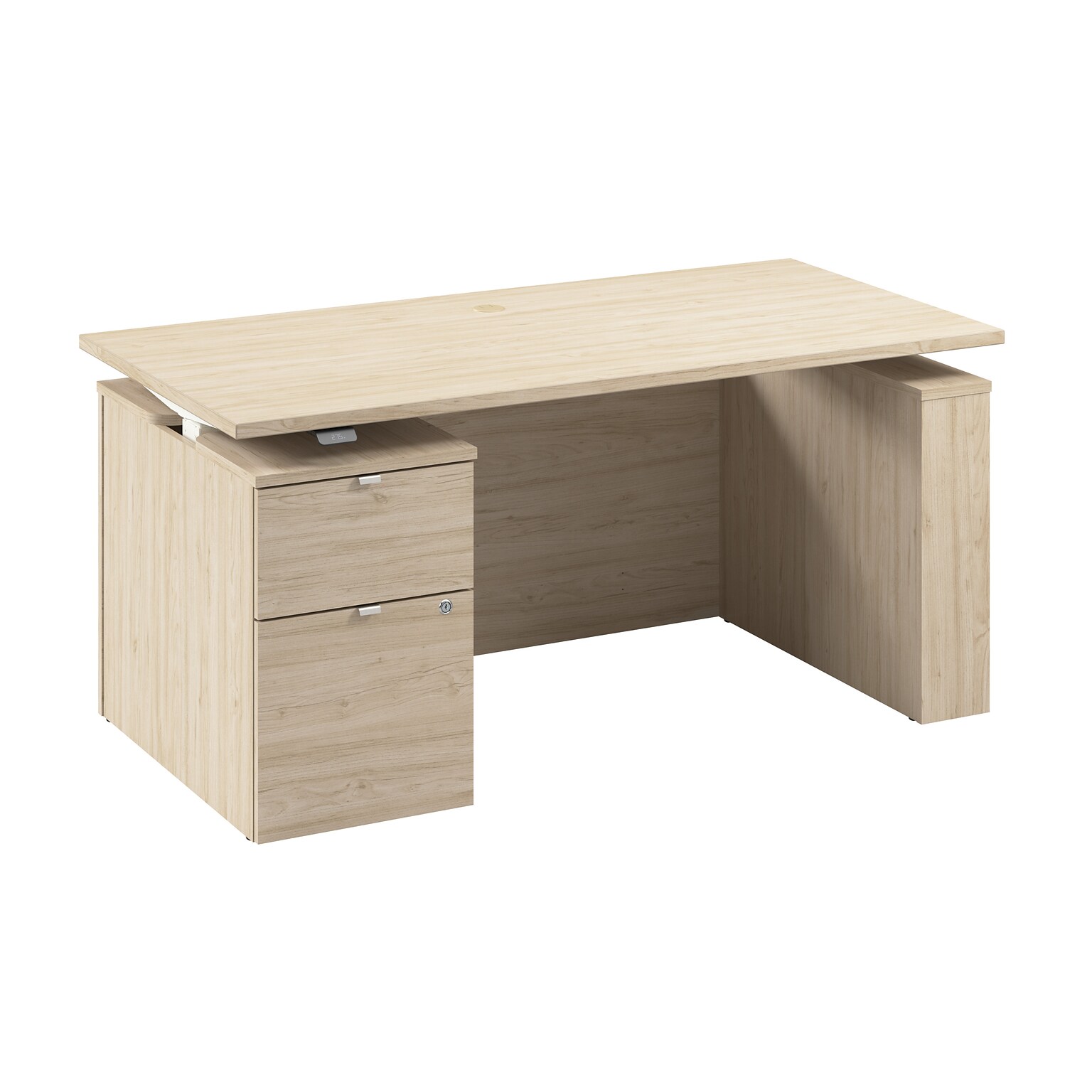 Bush Business Furniture Stratus 60W Electric Adjustable Standing Desk with File Cabinet, Natural Elm (SUT007NE)