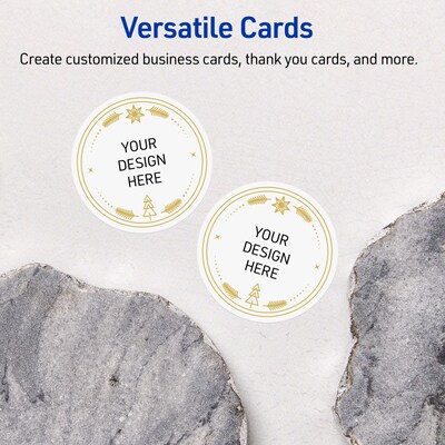 Avery Gold-White Christmas Trees Matte Blank Card, White, 120/Pack (S00-FE2)