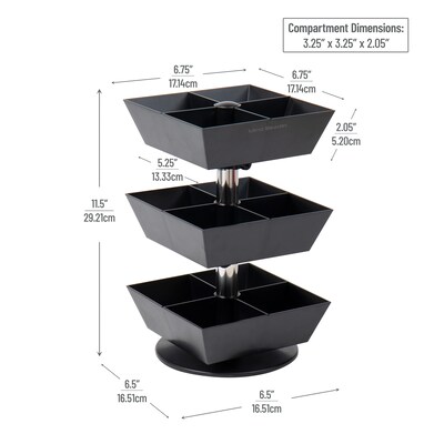 Mind Reader 12-Compartment Plastic Tea and Condiment Carousel, Black (TEASWIV3T-BLK)